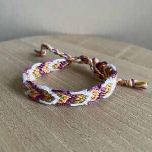 Tulsi Woven Friendship Bracelet OS Purple Orange White Women Cotton Handmade